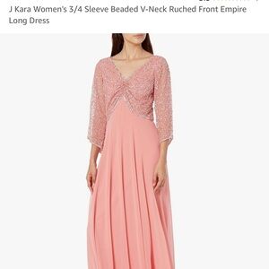 JKARA Women’s 3/4 Sleeve Beaded Dress/COLOR IS CELADON( Gray Green)